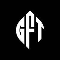 gft cirkel letter logo-ontwerp met cirkel en ellipsvorm. gft-ellipsletters met typografische stijl. de drie initialen vormen een cirkellogo. gft cirkel embleem abstracte monogram brief mark vector. vector