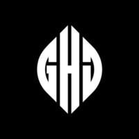 ghj cirkel letter logo ontwerp met cirkel en ellipsvorm. ghj ellipsletters met typografische stijl. de drie initialen vormen een cirkellogo. ghj cirkel embleem abstracte monogram brief mark vector. vector