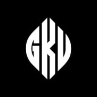 gku cirkel letter logo ontwerp met cirkel en ellipsvorm. gku ellipsletters met typografische stijl. de drie initialen vormen een cirkellogo. gku cirkel embleem abstracte monogram brief mark vector. vector