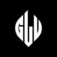 glu cirkel letter logo ontwerp met cirkel en ellipsvorm. glu ellipsletters met typografische stijl. de drie initialen vormen een cirkellogo. glu cirkel embleem abstracte monogram brief mark vector. vector