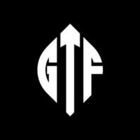 gtf cirkel letter logo-ontwerp met cirkel en ellipsvorm. gtf-ellipsletters met typografische stijl. de drie initialen vormen een cirkellogo. gtf cirkel embleem abstracte monogram brief mark vector. vector