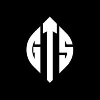 gts cirkel letter logo-ontwerp met cirkel en ellipsvorm. gts ellipsletters met typografische stijl. de drie initialen vormen een cirkellogo. gts cirkel embleem abstracte monogram brief mark vector. vector