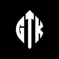 gtk cirkel letter logo ontwerp met cirkel en ellipsvorm. gtk ellipsletters met typografische stijl. de drie initialen vormen een cirkellogo. gtk cirkel embleem abstracte monogram brief mark vector. vector