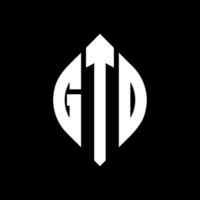 gto cirkel letter logo-ontwerp met cirkel en ellipsvorm. gto ellipsletters met typografische stijl. de drie initialen vormen een cirkellogo. gto cirkel embleem abstracte monogram brief mark vector. vector