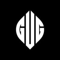 gug cirkel letter logo ontwerp met cirkel en ellipsvorm. gug ellipsletters met typografische stijl. de drie initialen vormen een cirkellogo. gug cirkel embleem abstracte monogram brief mark vector. vector