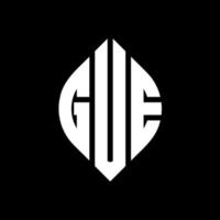 gue cirkel brief logo ontwerp met cirkel en ellipsvorm. gue ellips letters met typografische stijl. de drie initialen vormen een cirkellogo. gue cirkel embleem abstracte monogram brief mark vector. vector