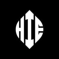 hie cirkel letter logo-ontwerp met cirkel en ellipsvorm. hie ellipsletters met typografische stijl. de drie initialen vormen een cirkellogo. hie cirkel embleem abstracte monogram brief mark vector. vector