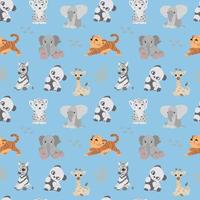 safari dieren patroon, schattige baby dieren set, vector savanne dieren