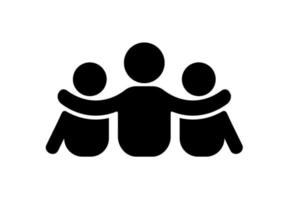 vector gemeenschap groep drie mensen helpen pictogram in vlakke stijl. jeugdsymbool personen teampartnerschap voor websiteontwerp, logo, app. leiderschapsverbindingsbijeenkomst