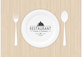 Gratis Restaurant Logo Op Papierplaat Vector