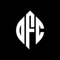 dfc cirkel letter logo ontwerp met cirkel en ellipsvorm. dfc ellipsletters met typografische stijl. de drie initialen vormen een cirkellogo. dfc cirkel embleem abstracte monogram brief mark vector. vector