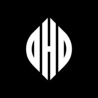 dho cirkel letter logo ontwerp met cirkel en ellipsvorm. dho ellipsletters met typografische stijl. de drie initialen vormen een cirkellogo. dho cirkel embleem abstracte monogram brief mark vector. vector