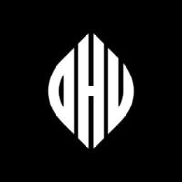 dhu cirkel letter logo ontwerp met cirkel en ellipsvorm. dhu ellipsletters met typografische stijl. de drie initialen vormen een cirkellogo. dhu cirkel embleem abstracte monogram brief mark vector. vector