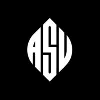 asu cirkel letter logo ontwerp met cirkel en ellipsvorm. asu ellipsletters met typografische stijl. de drie initialen vormen een cirkellogo. asu cirkel embleem abstracte monogram brief mark vector. vector