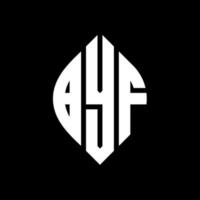 byf cirkel letter logo-ontwerp met cirkel en ellipsvorm. byf ellipsletters met typografische stijl. de drie initialen vormen een cirkellogo. byf cirkel embleem abstracte monogram brief mark vector. vector