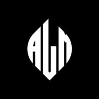 alm cirkel letter logo ontwerp met cirkel en ellipsvorm. alm ellips letters met typografische stijl. de drie initialen vormen een cirkellogo. alm cirkel embleem abstracte monogram brief mark vector. vector