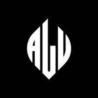 alu cirkel letter logo ontwerp met cirkel en ellipsvorm. alu ellipsletters met typografische stijl. de drie initialen vormen een cirkellogo. alu cirkel embleem abstracte monogram brief mark vector. vector