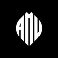 amw cirkel letter logo ontwerp met cirkel en ellipsvorm. amw ellipsletters met typografische stijl. de drie initialen vormen een cirkellogo. amw cirkel embleem abstracte monogram brief mark vector. vector