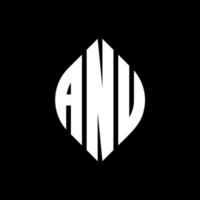 anu cirkel letter logo ontwerp met cirkel en ellipsvorm. anu ellipsletters met typografische stijl. de drie initialen vormen een cirkellogo. NU cirkel embleem abstracte monogram brief mark vector. vector