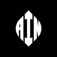 ain cirkel letter logo ontwerp met cirkel en ellipsvorm. ain ellipsletters met typografische stijl. de drie initialen vormen een cirkellogo. ain cirkel embleem abstracte monogram brief mark vector. vector