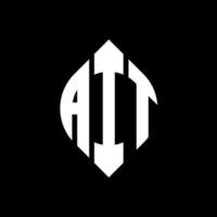 ait cirkel letter logo ontwerp met cirkel en ellipsvorm. ait ellipsletters met typografische stijl. de drie initialen vormen een cirkellogo. ait cirkel embleem abstracte monogram brief mark vector. vector