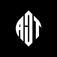 ajt cirkel letter logo ontwerp met cirkel en ellipsvorm. ajt ellipsletters met typografische stijl. de drie initialen vormen een cirkellogo. ajt cirkel embleem abstracte monogram brief mark vector. vector