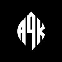 aqk cirkel letter logo-ontwerp met cirkel en ellipsvorm. aqk ellipsletters met typografische stijl. de drie initialen vormen een cirkellogo. aqk cirkel embleem abstracte monogram brief mark vector. vector