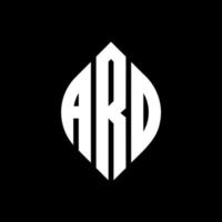 ard cirkel letter logo ontwerp met cirkel en ellipsvorm. ard ellips letters met typografische stijl. de drie initialen vormen een cirkellogo. ard cirkel embleem abstracte monogram brief mark vector. vector