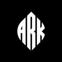 ark cirkel letter logo ontwerp met cirkel en ellipsvorm. ark ellips letters met typografische stijl. de drie initialen vormen een cirkellogo. ark cirkel embleem abstracte monogram brief mark vector. vector