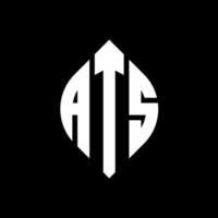 ats cirkel letter logo ontwerp met cirkel en ellipsvorm. ats ellipsletters met typografische stijl. de drie initialen vormen een cirkellogo. ats cirkel embleem abstracte monogram brief mark vector. vector