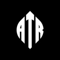 atr cirkel letter logo ontwerp met cirkel en ellipsvorm. atr ellips letters met typografische stijl. de drie initialen vormen een cirkellogo. atr cirkel embleem abstracte monogram brief mark vector. vector