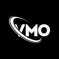 vmo-logo. vmo-brief. vmo brief logo ontwerp. initialen vmo logo gekoppeld aan cirkel en hoofdletter monogram logo. vmo typografie voor technologie, business en onroerend goed merk. vector