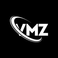 vmz-logo. vmz brief. vmz brief logo ontwerp. initialen vmz logo gekoppeld aan cirkel en hoofdletter monogram logo. vmz typografie voor technologie, business en onroerend goed merk. vector