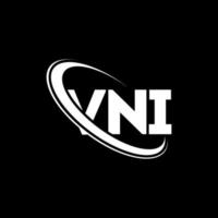 vni-logo. vni brief. vni brief logo ontwerp. initialen vni logo gekoppeld aan cirkel en hoofdletter monogram logo. vni typografie voor technologie, business en onroerend goed merk. vector