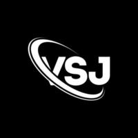 vsj-logo. vsj brief. vsj brief logo ontwerp. initialen vsj logo gekoppeld aan cirkel en hoofdletter monogram logo. vsj typografie voor technologie, zaken en onroerend goed merk. vector