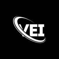 vei-logo. vei brief. vei brief logo ontwerp. initialen vei logo gekoppeld aan cirkel en hoofdletter monogram logo. vei typografie voor technologie, zaken en onroerend goed merk. vector