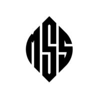 mss cirkel letter logo ontwerp met cirkel en ellipsvorm. mss ellipsletters met typografische stijl. de drie initialen vormen een cirkellogo. mss cirkel embleem abstracte monogram brief mark vector. vector