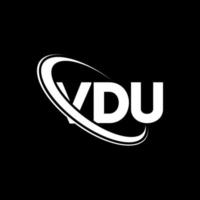 vdu-logo. vd brief. vdu brief logo ontwerp. initialen vdu logo gekoppeld aan cirkel en hoofdletter monogram logo. vdu typografie voor technologie, business en onroerend goed merk. vector