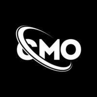 cmo-logo. cmo brief. cmo brief logo ontwerp. initialen cmo logo gekoppeld aan cirkel en hoofdletter monogram logo. cmo typografie voor technologie, business en onroerend goed merk. vector