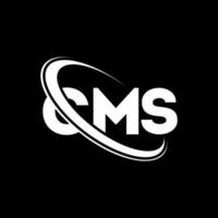 cms-logo. cms brief. cms letter logo ontwerp. initialen cms-logo gekoppeld aan cirkel en monogram-logo in hoofdletters. cms typografie voor technologie, business en onroerend goed merk. vector