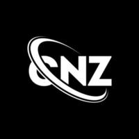 cnz-logo. cn brief. cnz brief logo ontwerp. initialen cnz logo gekoppeld aan cirkel en hoofdletter monogram logo. cnz typografie voor technologie, zaken en onroerend goed merk. vector