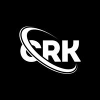 crk-logo. crk brief. crk brief logo ontwerp. initialen crk-logo gekoppeld aan cirkel en monogram-logo in hoofdletters. crk typografie voor technologie, business en onroerend goed merk. vector