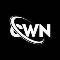 cwn-logo. cwn brief. cwn brief logo ontwerp. initialen cwn-logo gekoppeld aan cirkel en monogram-logo in hoofdletters. cwn typografie voor technologie, zaken en onroerend goed merk. vector