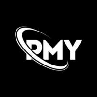 pmy-logo. pm brief. pmy brief logo ontwerp. initialen pmy-logo gekoppeld aan cirkel en monogram-logo in hoofdletters. pmy typografie voor technologie, business en onroerend goed merk. vector