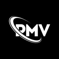 pmv-logo. pmv brief. pmv brief logo ontwerp. initialen pmv-logo gekoppeld aan cirkel en monogram-logo in hoofdletters. pmv typografie voor technologie, zaken en onroerend goed merk. vector