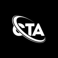 cta-logo. cta brief. cta brief logo ontwerp. initialen cta-logo gekoppeld aan cirkel en monogram-logo in hoofdletters. cta-typografie voor technologie, zaken en onroerend goed merk. vector