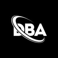 dba-logo. dba-brief. dba brief logo ontwerp. initialen dba-logo gekoppeld aan cirkel en monogram-logo in hoofdletters. dba-typografie voor technologie, zaken en onroerend goed merk. vector