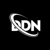 ddn-logo. ddn brief. ddn brief logo ontwerp. initialen ddn-logo gekoppeld aan cirkel en monogram-logo in hoofdletters. ddn typografie voor technologie, zaken en onroerend goed merk. vector