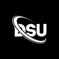 dsu-logo. dsu brief. dsu brief logo ontwerp. initialen dsu-logo gekoppeld aan cirkel en monogram-logo in hoofdletters. dsu typografie voor technologie, zaken en onroerend goed merk. vector