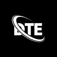 dte-logo. dte brief. dte brief logo ontwerp. initialen dte logo gekoppeld aan cirkel en hoofdletter monogram logo. dte typografie voor technologie, zaken en onroerend goed merk. vector